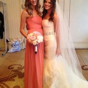 J. Crew Coral Chiffon bridesmaid dress